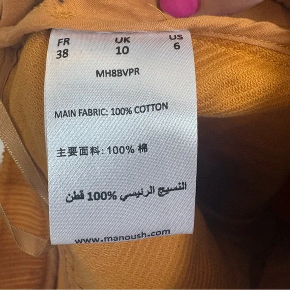 Manoush Paris Saffron Burnt Orange Corduroy Wide Leg Pants US 6 - Picture 10 of 11